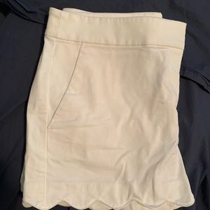 LOFT Scalloped white shorts